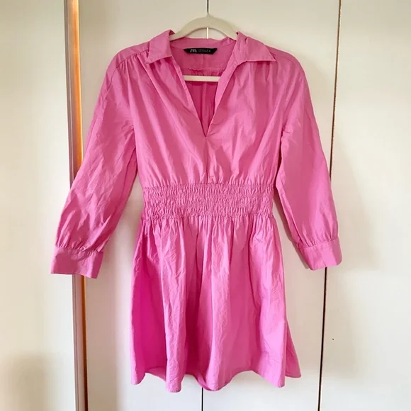 Zara Vibrant Pink Mini Dress 💖 Size M 100% cotton - Picture 3 of 7